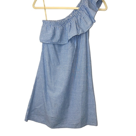 Summer Sundress Blue Striped One-Shoulder Dress - Picture 2 of 3